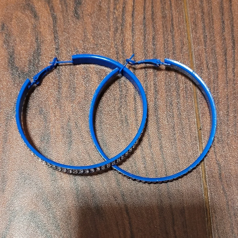 Blue  hoop earrings